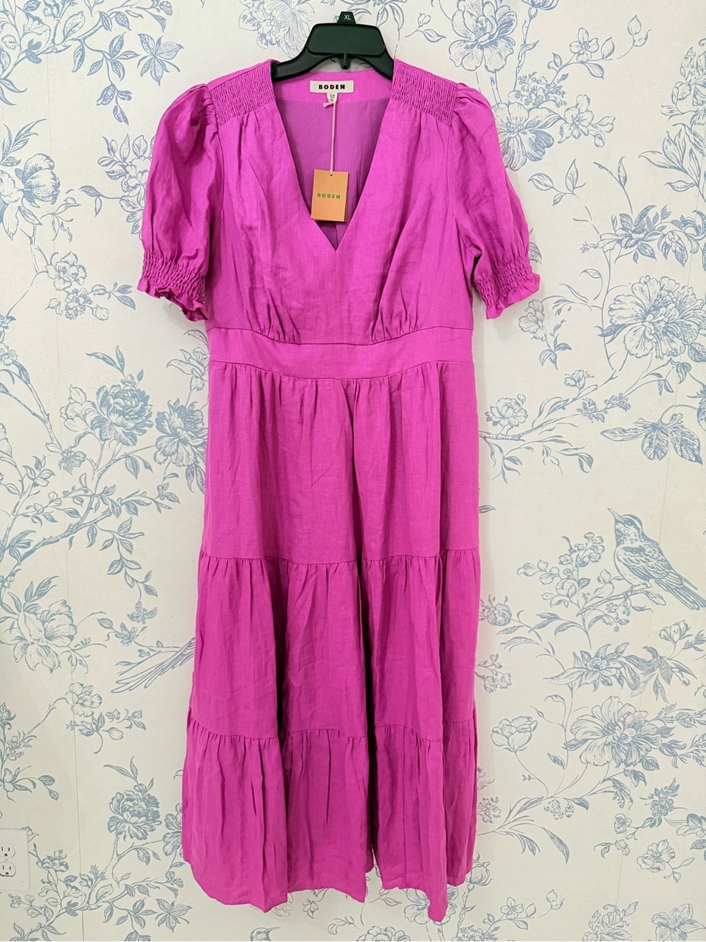Boden Bright Fuchsia V-Neck Dress